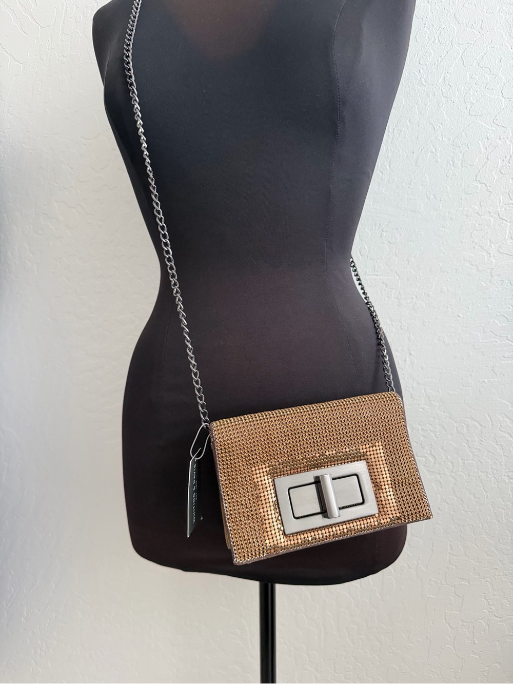 Whiting & Davis Soho Gun Metal Mesh Wallet Clutch